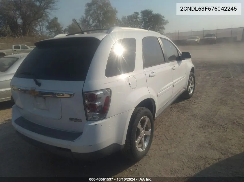 2007 Chevrolet Equinox Lt VIN: 2CNDL63F676042245 Lot: 40561597