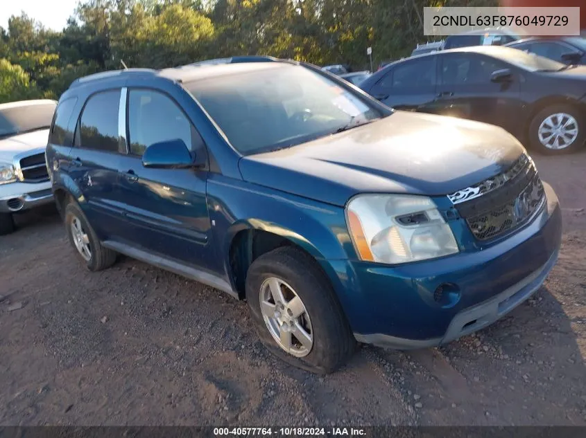 2007 Chevrolet Equinox Lt VIN: 2CNDL63F876049729 Lot: 40577764