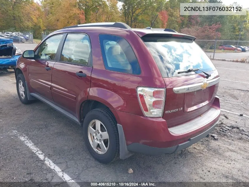 2007 Chevrolet Equinox Ls VIN: 2CNDL13F076032152 Lot: 40615210