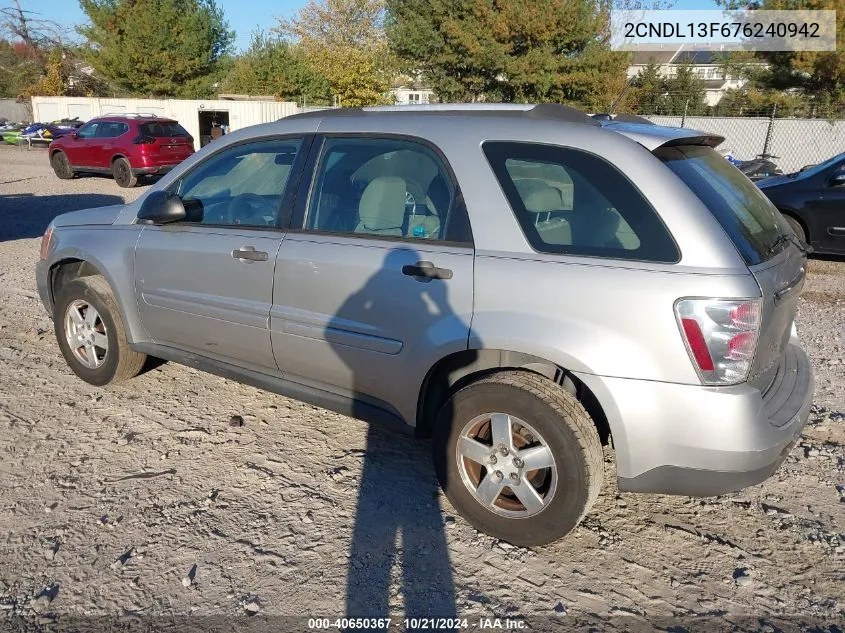 2007 Chevrolet Equinox Ls VIN: 2CNDL13F676240942 Lot: 40650367