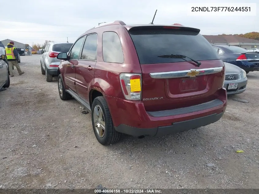 2007 Chevrolet Equinox Lt VIN: 2CNDL73F776244551 Lot: 40656158