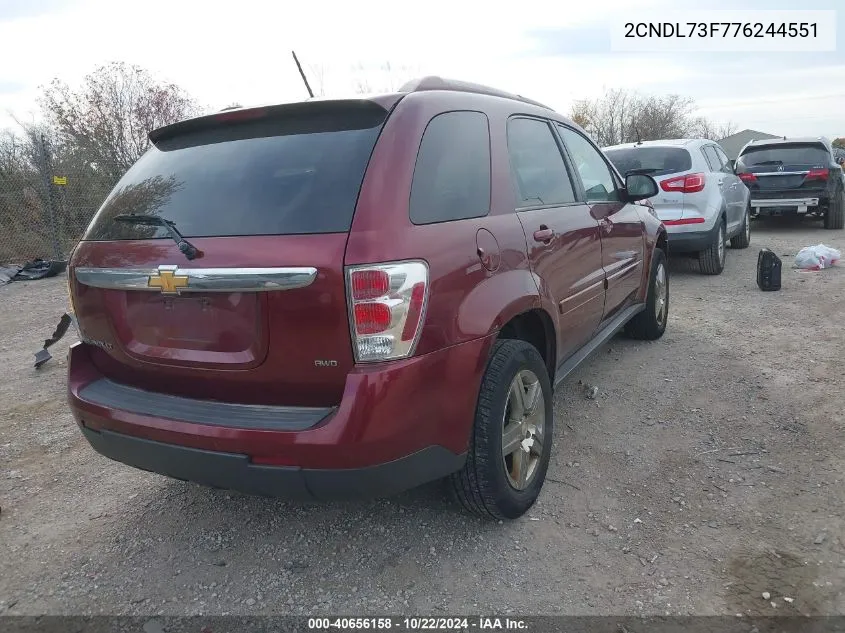 2007 Chevrolet Equinox Lt VIN: 2CNDL73F776244551 Lot: 40656158