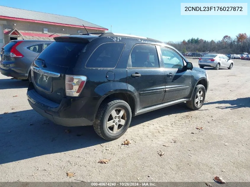 2007 Chevrolet Equinox Ls VIN: 2CNDL23F176027872 Lot: 40674240