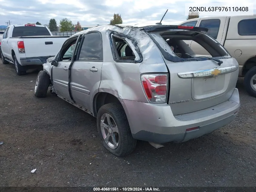 2007 Chevrolet Equinox Lt VIN: 2CNDL63F976110408 Lot: 40681561