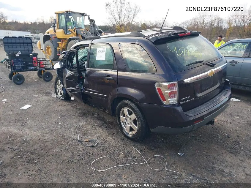 2007 Chevrolet Equinox Ls VIN: 2CNDL23F876107220 Lot: 40790889