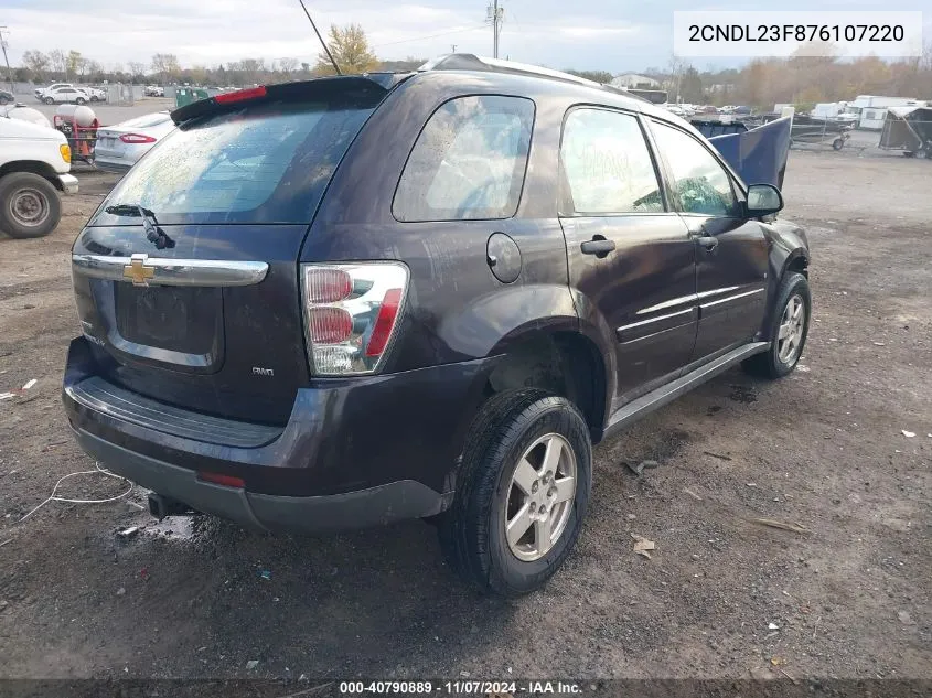 2007 Chevrolet Equinox Ls VIN: 2CNDL23F876107220 Lot: 40790889