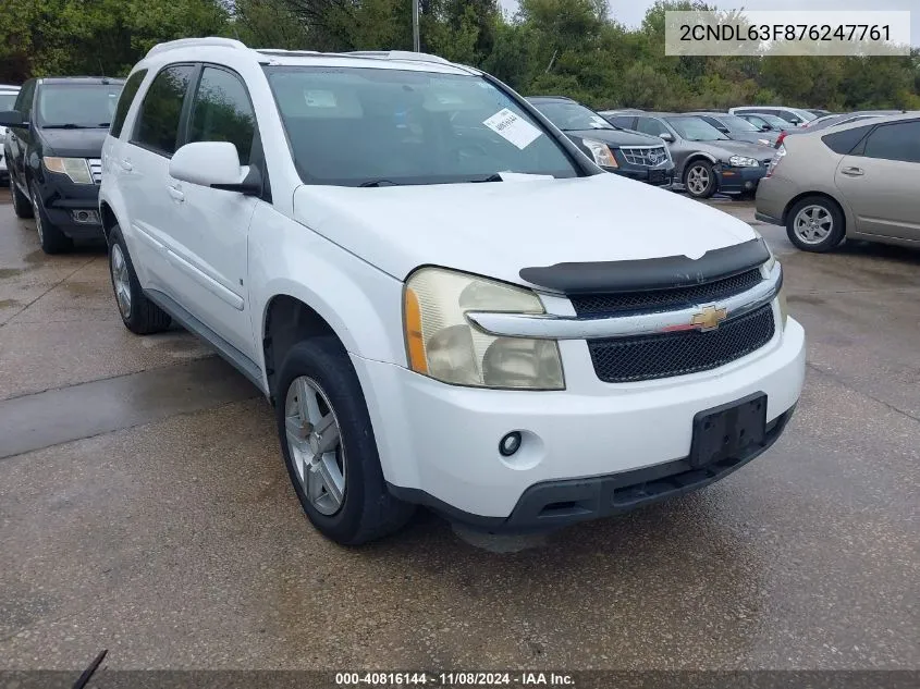 2007 Chevrolet Equinox Lt VIN: 2CNDL63F876247761 Lot: 40816144