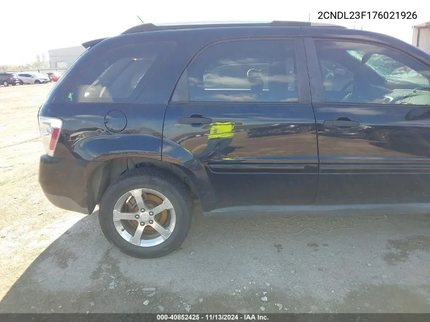 2007 Chevrolet Equinox Ls VIN: 2CNDL23F176021926 Lot: 40852425