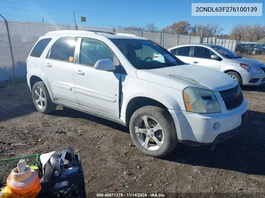 2007 Chevrolet Equinox Lt VIN: 2CNDL63F276100139 Lot: 40871379