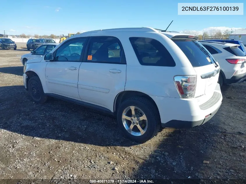 2007 Chevrolet Equinox Lt VIN: 2CNDL63F276100139 Lot: 40871379