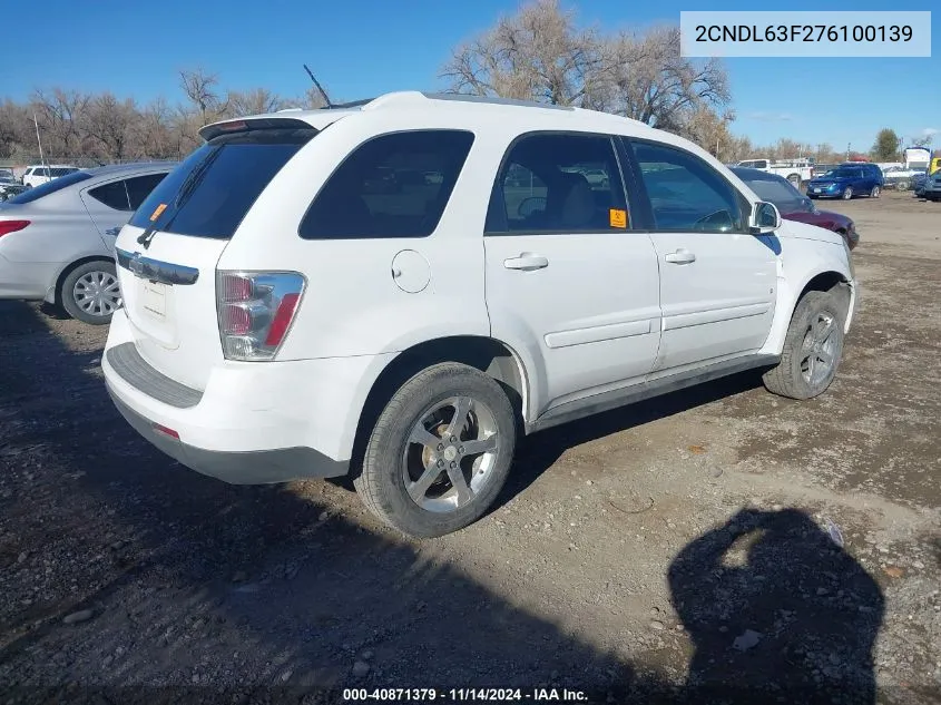 2007 Chevrolet Equinox Lt VIN: 2CNDL63F276100139 Lot: 40871379