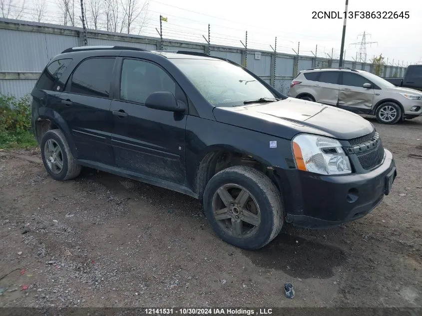 2008 Chevrolet Equinox VIN: 2CNDL13F386322645 Lot: 12141531