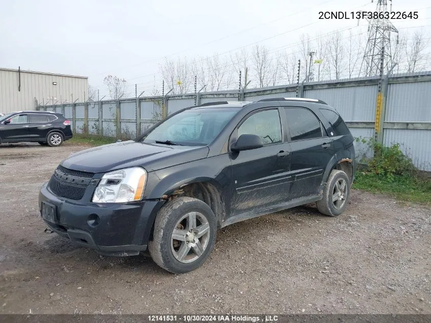 2008 Chevrolet Equinox VIN: 2CNDL13F386322645 Lot: 12141531