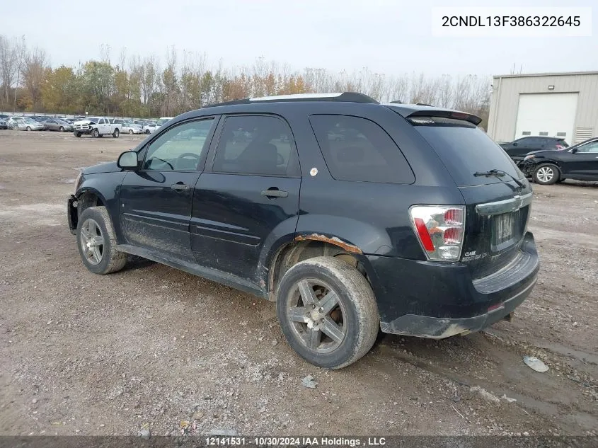 2008 Chevrolet Equinox VIN: 2CNDL13F386322645 Lot: 12141531