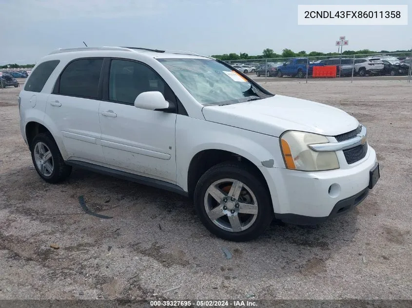 2008 Chevrolet Equinox Lt VIN: 2CNDL43FX86011358 Lot: 39327695