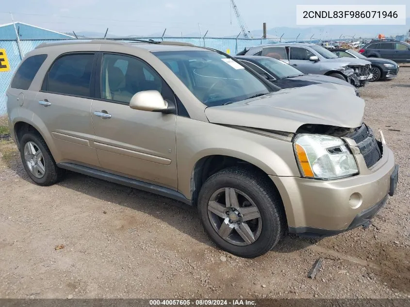 2008 Chevrolet Equinox Ltz VIN: 2CNDL83F986071946 Lot: 40057605