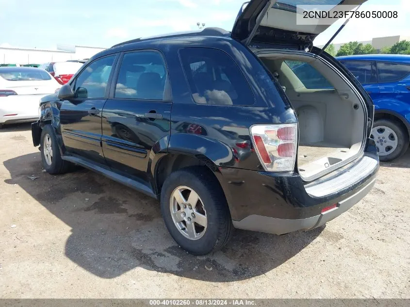 2008 Chevrolet Equinox Ls VIN: 2CNDL23F786050008 Lot: 40102260