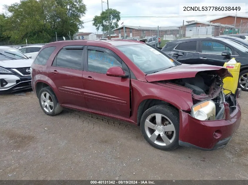 2008 Chevrolet Equinox Sport VIN: 2CNDL537786038449 Lot: 40131342