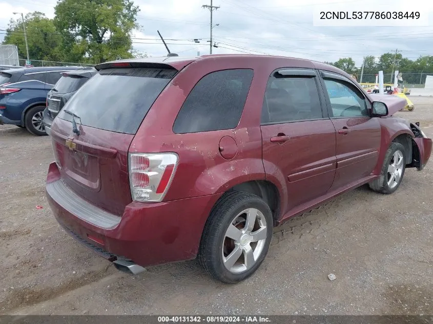 2008 Chevrolet Equinox Sport VIN: 2CNDL537786038449 Lot: 40131342