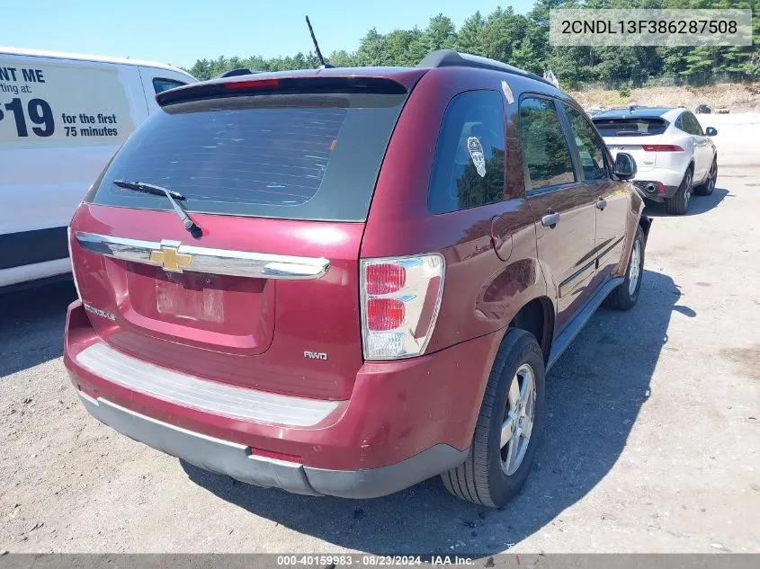 2008 Chevrolet Equinox Ls VIN: 2CNDL13F386287508 Lot: 40159983