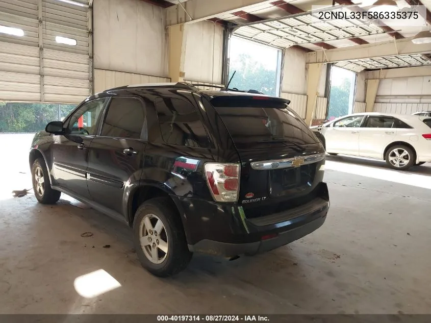 2008 Chevrolet Equinox Lt VIN: 2CNDL33F586335375 Lot: 40197314