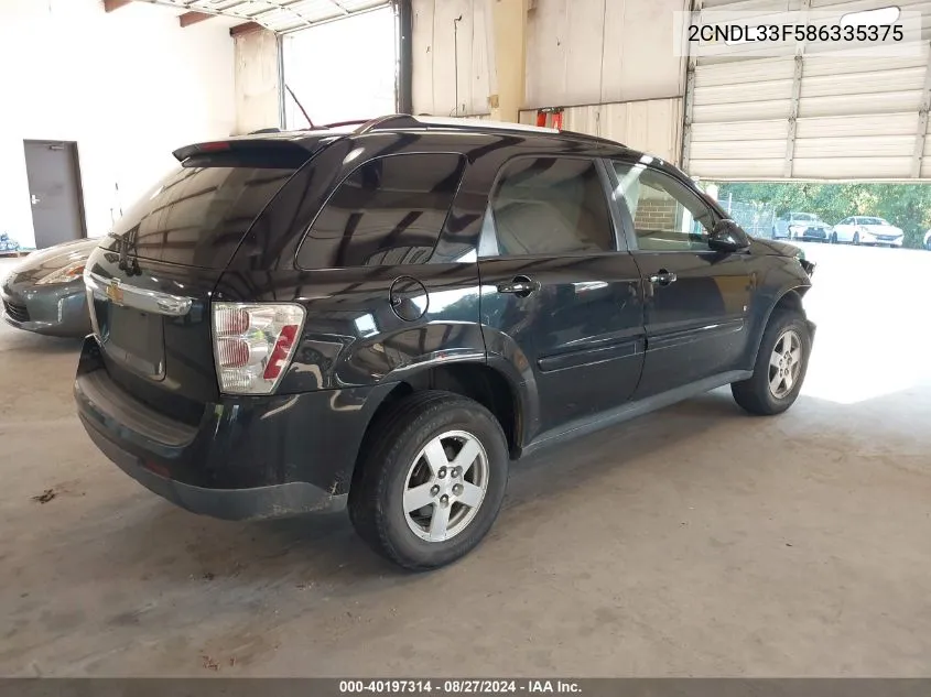 2008 Chevrolet Equinox Lt VIN: 2CNDL33F586335375 Lot: 40197314