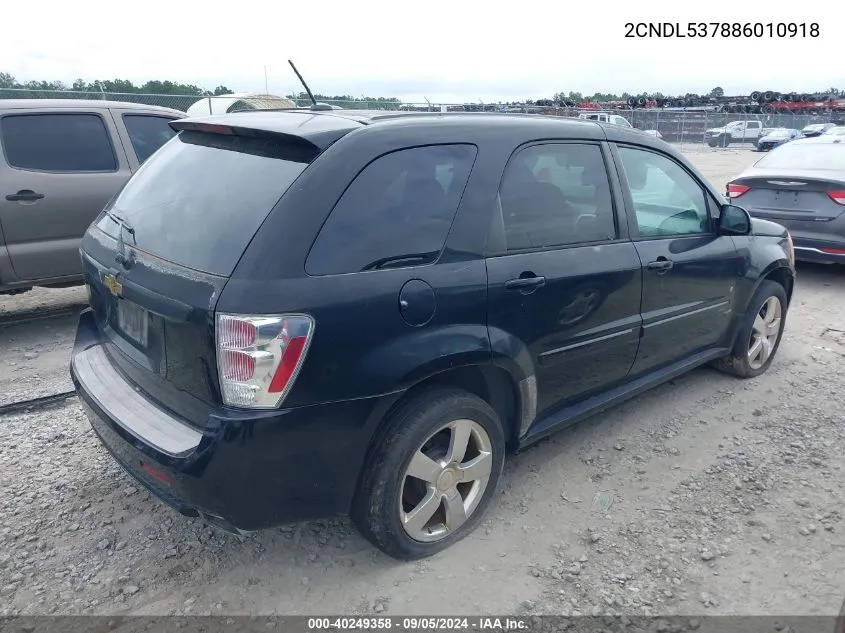 2008 Chevrolet Equinox Sport VIN: 2CNDL537886010918 Lot: 40249358