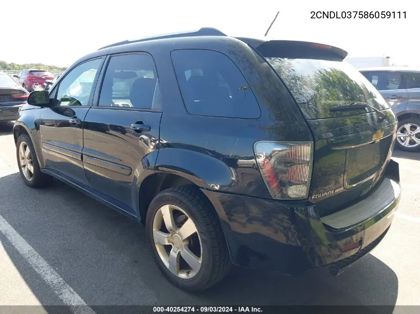 2008 Chevrolet Equinox Sport VIN: 2CNDL037586059111 Lot: 40254274