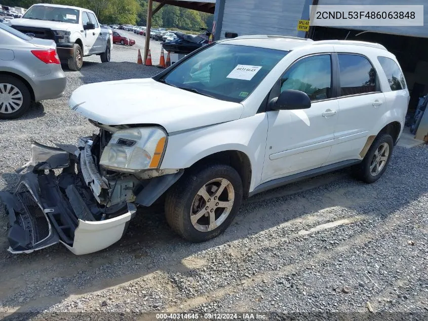 2008 Chevrolet Equinox Lt VIN: 2CNDL53F486063848 Lot: 40314645