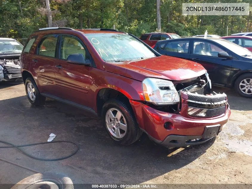 2008 Chevrolet Equinox Ls VIN: 2CNDL13F486017445 Lot: 40387033