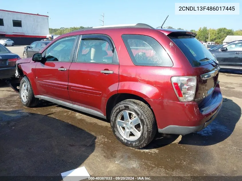 2008 Chevrolet Equinox Ls VIN: 2CNDL13F486017445 Lot: 40387033