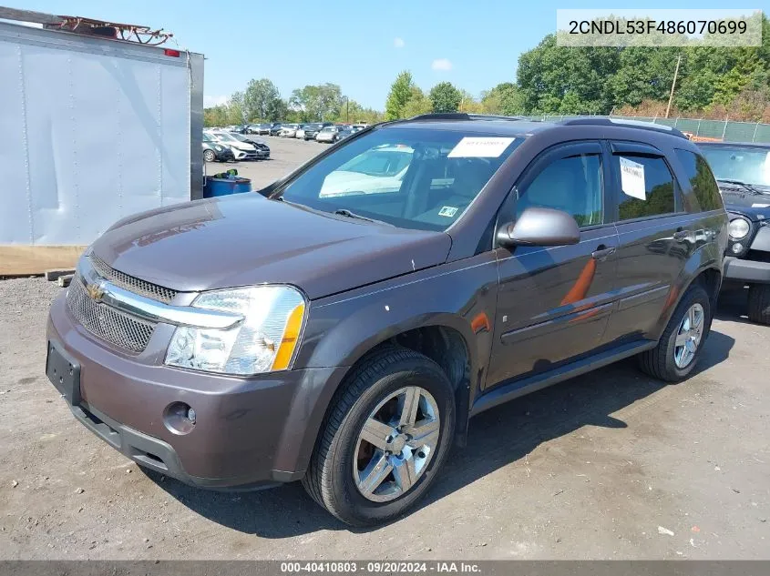 2008 Chevrolet Equinox Lt VIN: 2CNDL53F486070699 Lot: 40410803