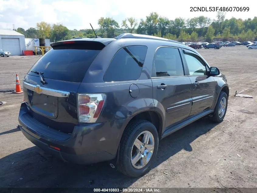 2008 Chevrolet Equinox Lt VIN: 2CNDL53F486070699 Lot: 40410803