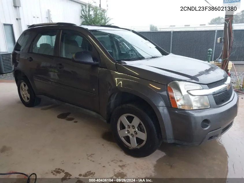 2008 Chevrolet Equinox Ls VIN: 2CNDL23F386021380 Lot: 40436104