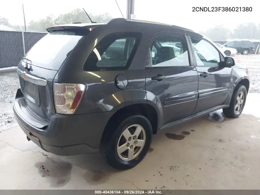 2CNDL23F386021380 2008 Chevrolet Equinox Ls