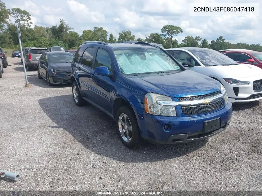 2008 Chevrolet Equinox Lt VIN: 2CNDL43F686047418 Lot: 40480651