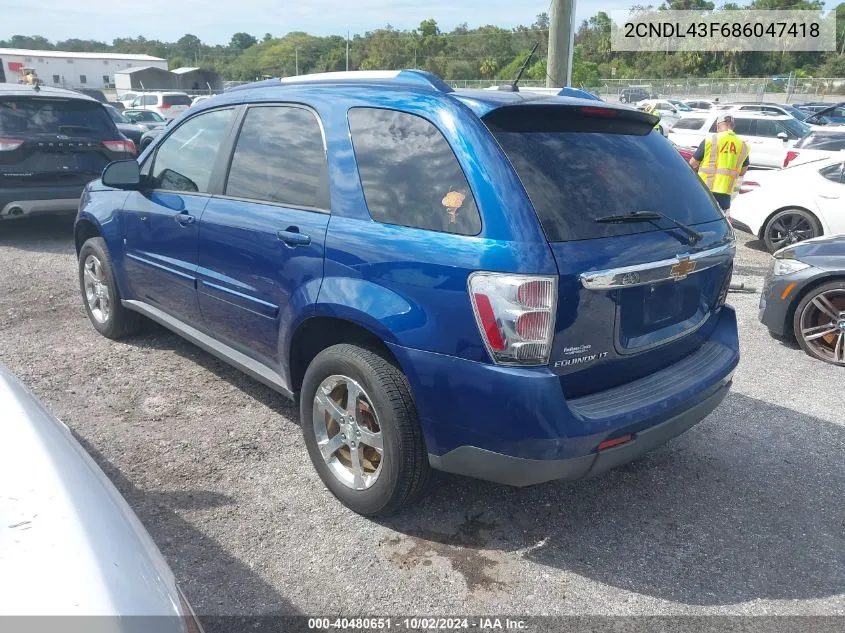 2008 Chevrolet Equinox Lt VIN: 2CNDL43F686047418 Lot: 40480651