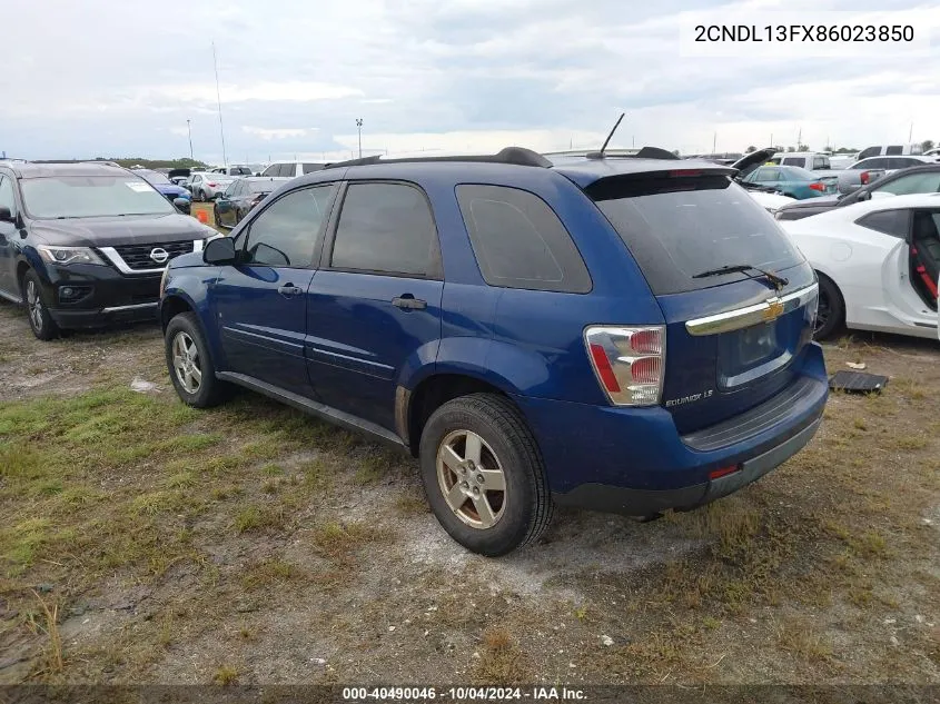 2008 Chevrolet Equinox Ls VIN: 2CNDL13FX86023850 Lot: 40490046