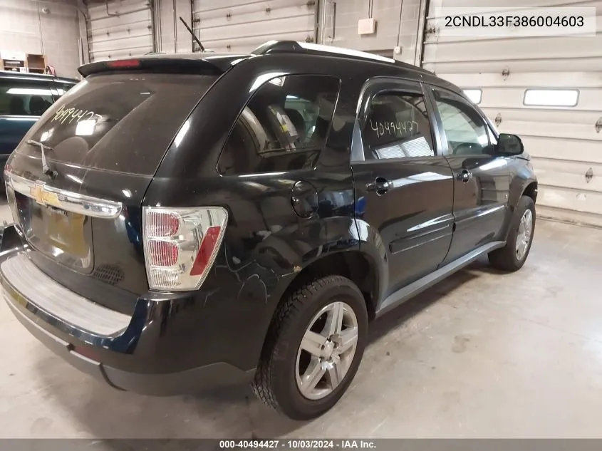 2008 Chevrolet Equinox Lt VIN: 2CNDL33F386004603 Lot: 40494427