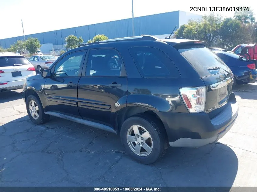 2008 Chevrolet Equinox Ls VIN: 2CNDL13F386019476 Lot: 40510053