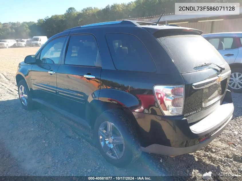 2008 Chevrolet Equinox Ltz VIN: 2CNDL73F586071128 Lot: 40581077