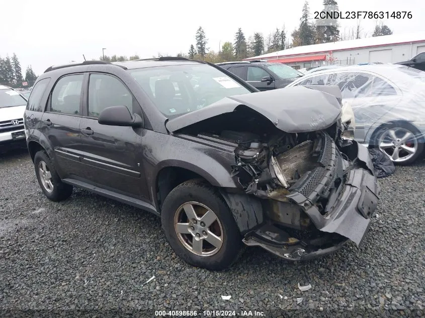 2008 Chevrolet Equinox Ls VIN: 2CNDL23F786314876 Lot: 40598686