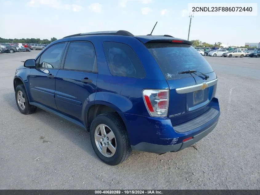 2008 Chevrolet Equinox Ls VIN: 2CNDL23F886072440 Lot: 40620259