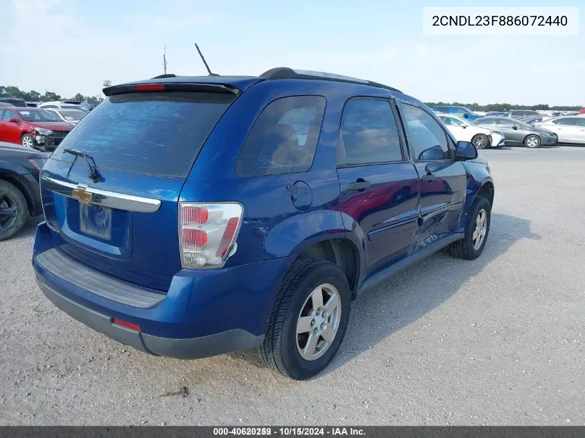 2008 Chevrolet Equinox Ls VIN: 2CNDL23F886072440 Lot: 40620259