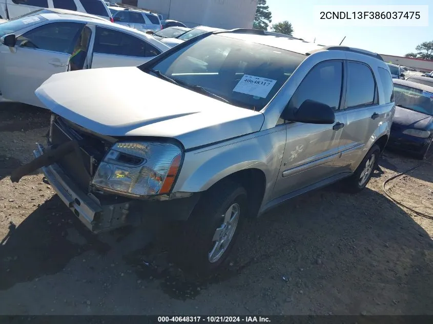 2008 Chevrolet Equinox Ls VIN: 2CNDL13F386037475 Lot: 40648317