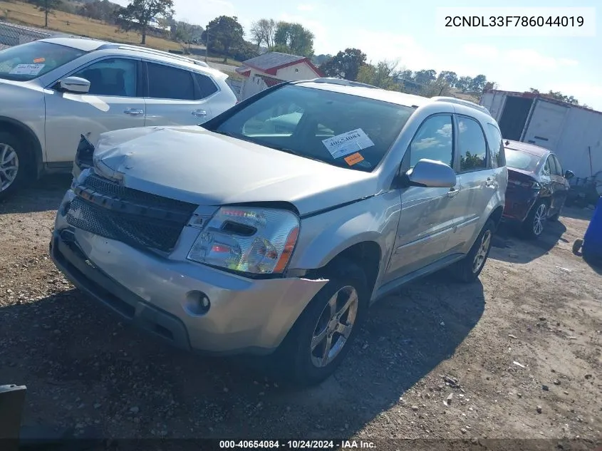 2008 Chevrolet Equinox Lt VIN: 2CNDL33F786044019 Lot: 40654084