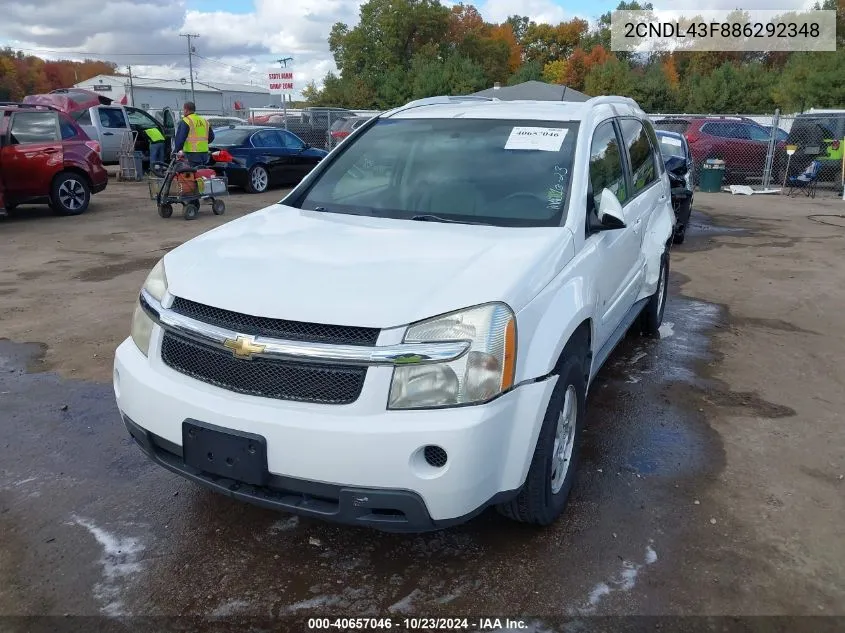 2008 Chevrolet Equinox Lt VIN: 2CNDL43F886292348 Lot: 40657046