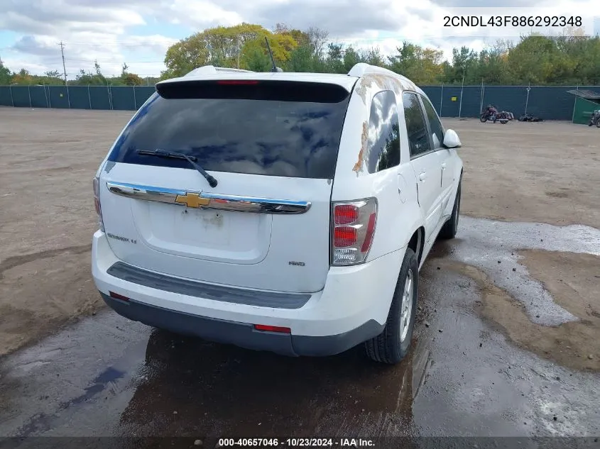 2008 Chevrolet Equinox Lt VIN: 2CNDL43F886292348 Lot: 40657046