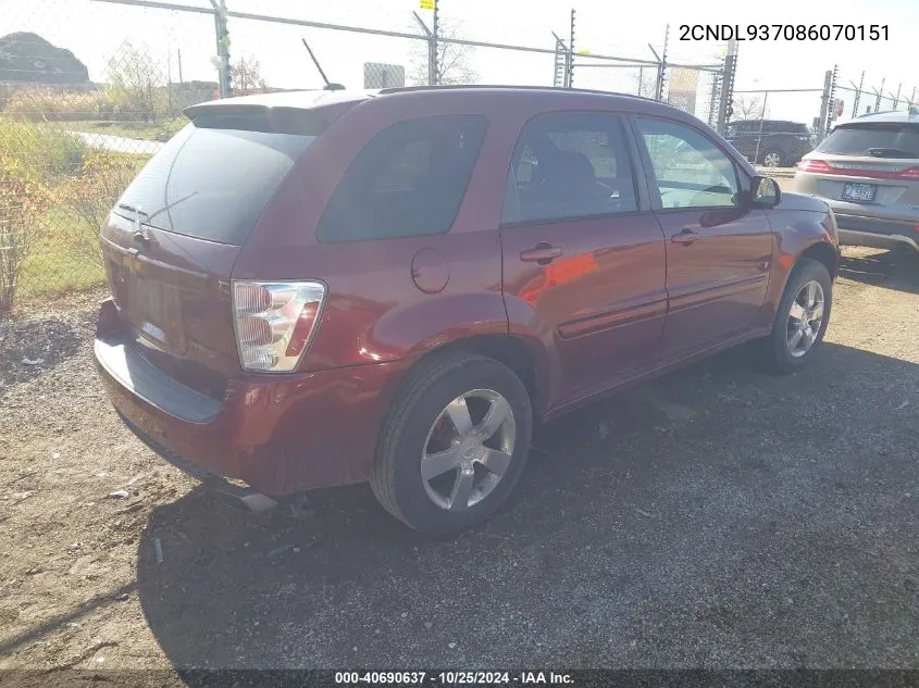 2008 Chevrolet Equinox Sport VIN: 2CNDL937086070151 Lot: 40690637