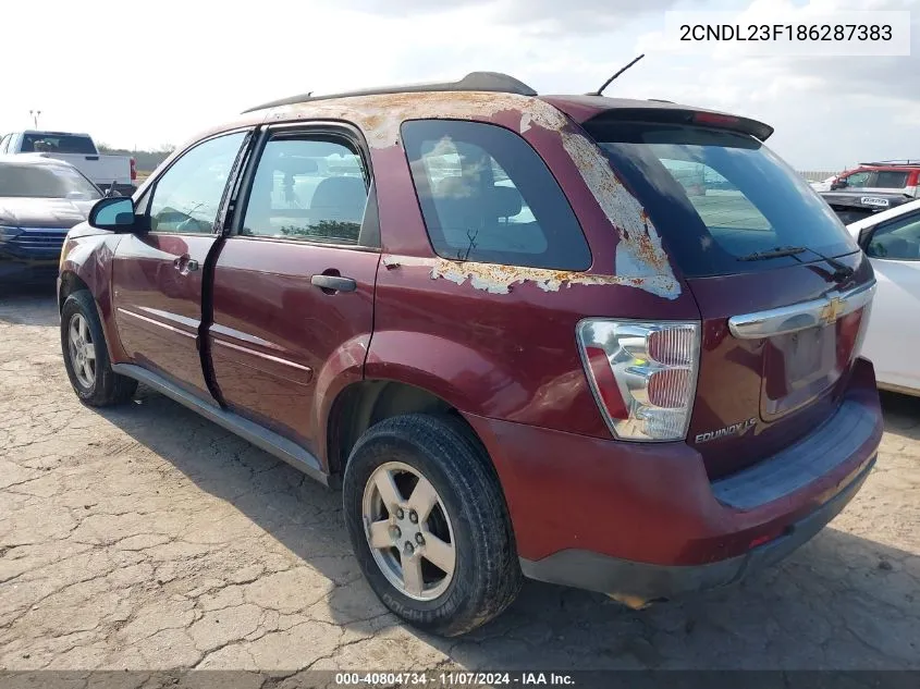 2008 Chevrolet Equinox Ls VIN: 2CNDL23F186287383 Lot: 40804734